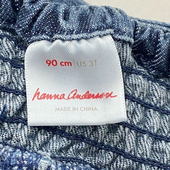 Hannah Anderson Rainbow Heart Denim Jumpsuit Ruffle Sleeveless Romper Girls 3T - Picture 8 of 12